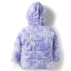 Babyhug Disney Woven Full Sleeves Hooded Padded Jacket With Elsa & Anna Graphics - Lavender
