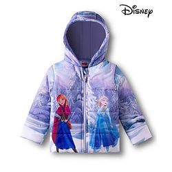 Babyhug Disney Woven Full Sleeves Hooded Padded Jacket With Elsa & Anna Graphics - Lavender