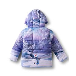 Babyhug Disney Woven Full Sleeves Hooded Padded Jacket With Elsa & Anna Graphics - Lavender
