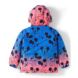 Babyhug Woven Full Sleeves Hooded Padded Jacket With Mickey & Friends Print & Ombre Effect - Multicolor