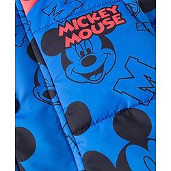 Babyhug Woven Full Sleeves Hooded Padded Jacket With Mickey & Friends Print & Ombre Effect - Multicolor