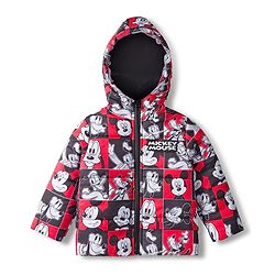 Babyhug Disney Woven Full Sleeves Hooded Winter Jacket With Mickey & Friends Print - Red