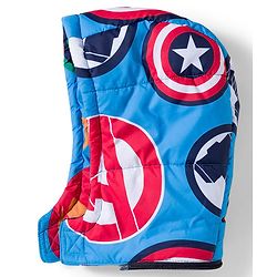 Babyhug Marvel Woven Full Sleeves Hooded Padded Jacket With Avengers Print & Detachable Hood - Blue