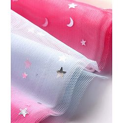 Babyhug Cotton Knit Half Sleeves Frock With Hairband & Butterfly Print - Pink & White