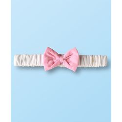 Babyhug Cotton Knit Cap Sleeves Cat Printed Frock With Bloomers & Headband - White & Pink