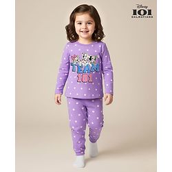 Babyhug Disney 100% Cotton Full Sleeves Round Neck Night Suit With 101 Dalmatians Graphics - Lavender