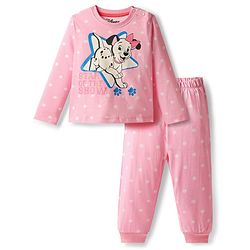 Babyhug Disney 100% Cotton Full Sleeves Round Neck Night Suit With 101 Dalmatians Graphics - Pink