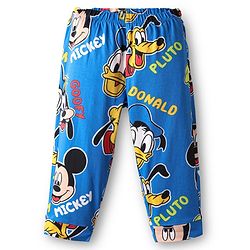 Babyhug Disney Single Jersey Knit Full Sleeves Co-ords Night Suit With Mickey & Friends Print - Blue