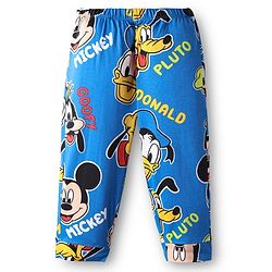 Babyhug Disney Single Jersey Knit Full Sleeves Co-ords Night Suit With Mickey & Friends Print - Blue