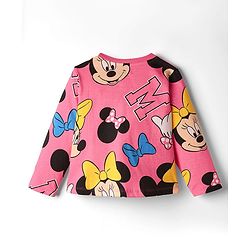 Babyhug Disney 100% Cotton Full Sleeves Night Suit With Minnie Mouse Print - Dark Pink