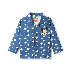 Babyhug Disney 100% Cotton Full Sleeves Front Open Co-Ords Night Suit With Mickey Mouse Graphics - Navy Blue
