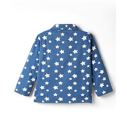 Babyhug Disney 100% Cotton Full Sleeves Front Open Co-Ords Night Suit With Mickey Mouse Graphics - Navy Blue