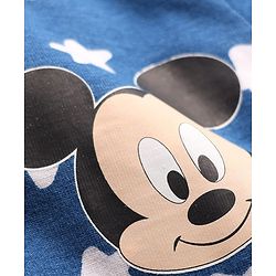 Babyhug Disney 100% Cotton Full Sleeves Front Open Co-Ords Night Suit With Mickey Mouse Graphics - Navy Blue