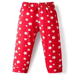 Babyhug Disney Single Jersey Knit Full Sleeves Night Suit With Minnie Mouse Print - Red