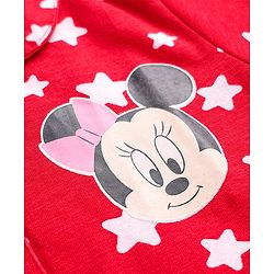 Babyhug Disney Single Jersey Knit Full Sleeves Night Suit With Minnie Mouse Print - Red