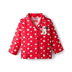 Babyhug Disney Single Jersey Knit Full Sleeves Night Suit With Minnie Mouse Print - Red