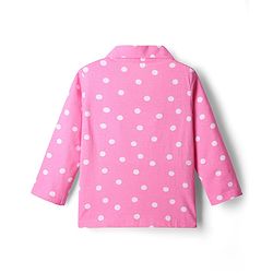 Babyhug Disney Single Jersey Knit Full Sleeves Front Open Night Suit with Minnie Mouse Graphics - Pink