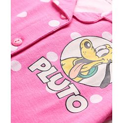 Babyhug Disney Single Jersey Knit Full Sleeves Front Open Night Suit with Minnie Mouse Graphics - Pink