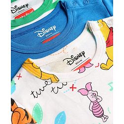 Babyhug Disney Interlock Knit Full Sleeves Onesies With Winnie & Friends Graphic Pack Of 3 - Blue White & Green
