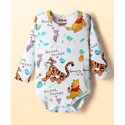 Babyhug Disney Interlock Knit Full Sleeves Onesies With Winnie & Friends Graphic Pack Of 3 - Blue White & Green