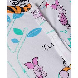 Babyhug Disney Interlock Knit Full Sleeves Footed Sleepsuit With Winnie & Friend Graphics Pack Of 2 - Green & White