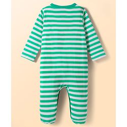 Babyhug Disney Interlock Knit Full Sleeves Footed Sleepsuit With Winnie & Friend Graphics Pack Of 2 - Green & White