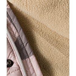 Babyhug Woven Full Raglan Sleeves Hooded Padded Jacket with Star Print - Beige