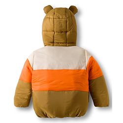 Babyhug Woven Full Sleeves Hooded Padded Jacket With Ear Applique - Beige
