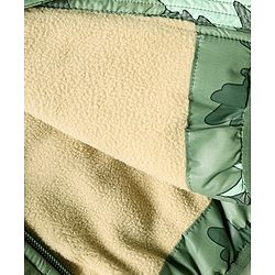 Babyhug Woven Full Sleeves Hooded Padded Jacket With Abstract Print - Olive Green