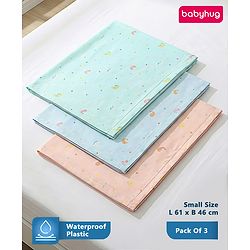 Babyhug Soft Plastic 100% Waterproof Bed Protector/Diaper Changing Sheet Dolphin Print - Small Size Pack of 3| Easy to Clean| Travel Friendly