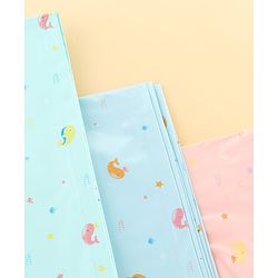 Babyhug Soft Plastic 100% Waterproof Bed Protector&Diaper Changing Sheet Dolphin Print Medium Size- Pack of 3| Easy to Clean| Travel Friendly