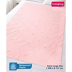 Babyhug Soft Plastic 100% Waterproof Bed Protector & Diaper Changing Sheet Dolphin Print - Extra Large Size - Pink| Easy to Clean| Travel Friendly