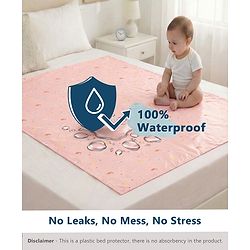Babyhug Soft Plastic 100% Waterproof Bed Protector & Diaper Changing Sheet Dolphin Print - Extra Large Size - Pink| Easy to Clean| Travel Friendly