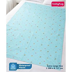 Babyhug Soft Plastic 100% Waterproof Bed Protector & Diaper Changing Sheet Dolphin Print - Extra Large Size - Pink| Easy to Clean| Travel Friendly