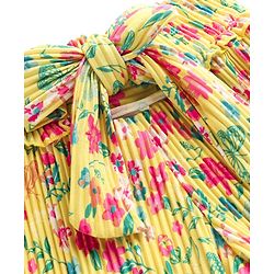 Babyhug Cotton Knit Full Length Culottes With Floral Print - Yellow