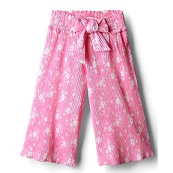 Babyhug Cotton Knit Full Length Culottes With Floral Print - Pink