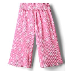Babyhug Cotton Knit Full Length Culottes With Floral Print - Pink