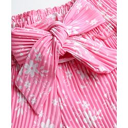 Babyhug Cotton Knit Full Length Culottes With Floral Print - Pink