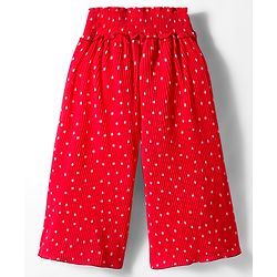 Babyhug Cotton Knit Full Length Culottes With Polka Dots Print - Red