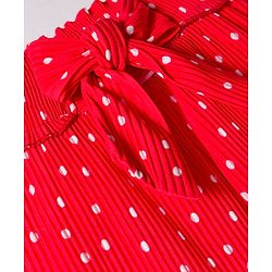 Babyhug Cotton Knit Full Length Culottes With Polka Dots Print - Red