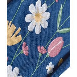 Babyhug Cotton Lycra Knit Full Length Legging with Floral Print - Navy Blue