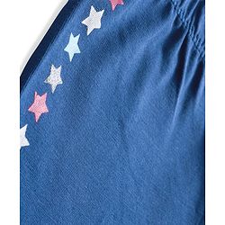 Babyhug Cotton Lycra Knit Full Length Leggings with Stars Print - Navy Blue