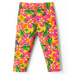 Babyhug Knit Full Length Leggings With Polka Dots & Floral Print Pack of 2  - Dark Pink & Yellow