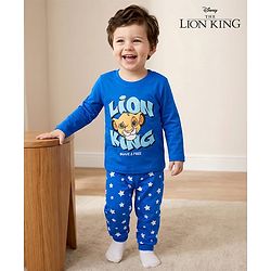 Babyhug Disney Single Jersey Knit Full Sleeves Night Suit With Lion King Graphics - Blue