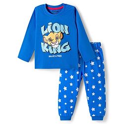 Babyhug Disney Single Jersey Knit Full Sleeves Night Suit With Lion King Graphics - Blue