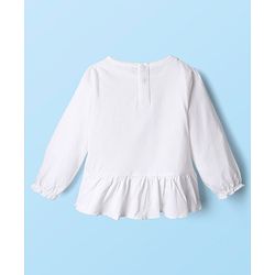 Babyhug Single Jersey Knit Full Sleeves Top and Leggings Set with Back-Snap Buttons Dino Print & Bow Applique - White & Pink