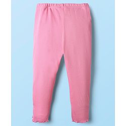 Babyhug Single Jersey Knit Full Sleeves Top and Leggings Set with Back-Snap Buttons Dino Print & Bow Applique - White & Pink