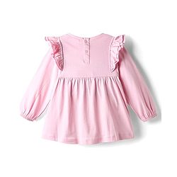 Babyhug Single Jersey Knit Full Sleeves Top and Leggings Set with Back-Snap Buttons Bunny & Floral Print Bow Applique & Frill Detailing - Pink