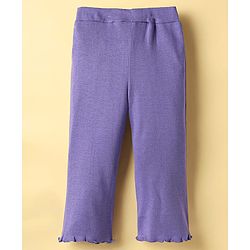 Babyhug 100% Cotton Single Jersey Knit Full Sleeves Top and Trouser Set with Back-Snap Buttons & Floral Print - White & Purple