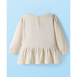 Babyhug 100% Cotton Single Jersey Knit Full Sleeves Top and Leggings Set with Bow Print & Applique - Offwhite & Red